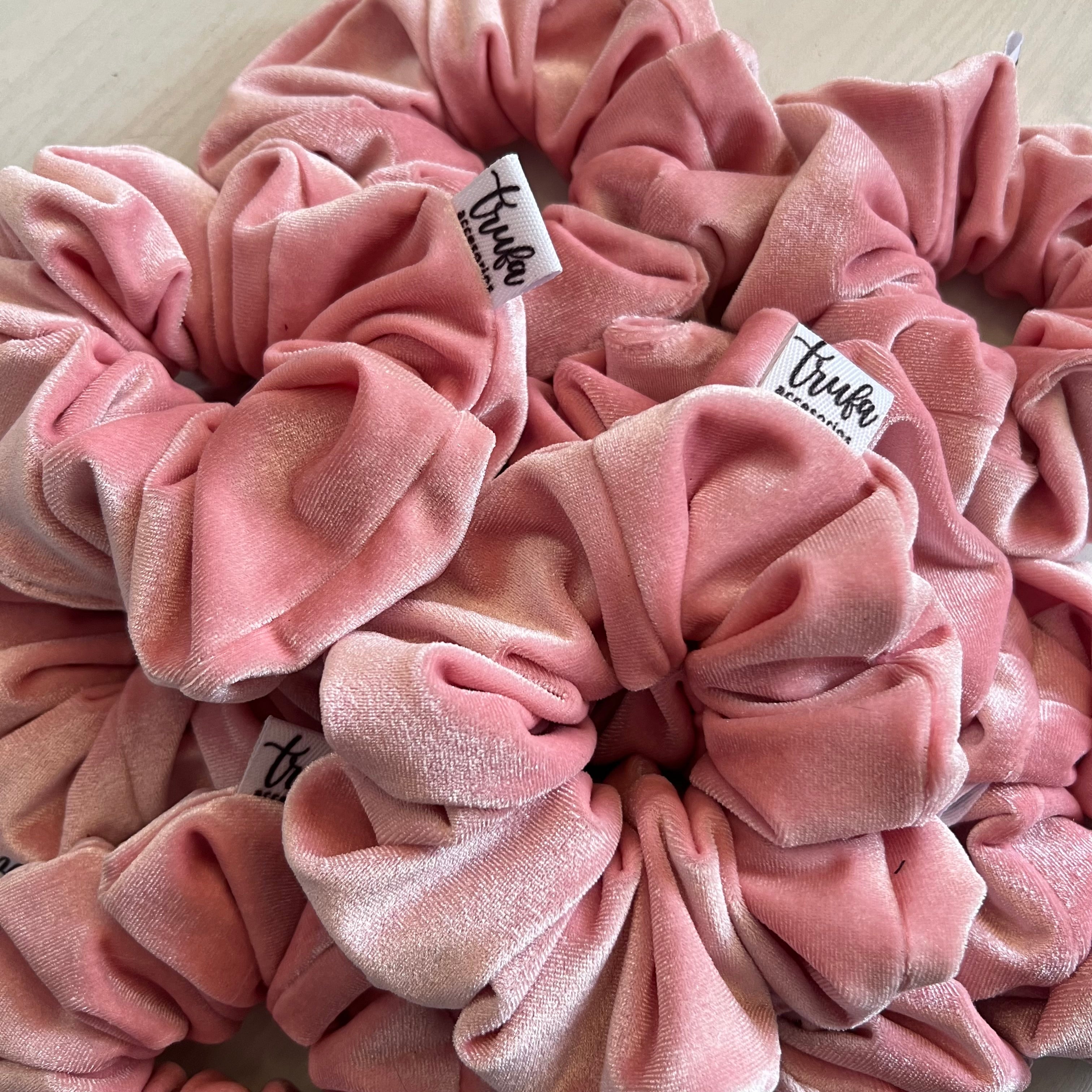Scrunchie velvet rosa pastel