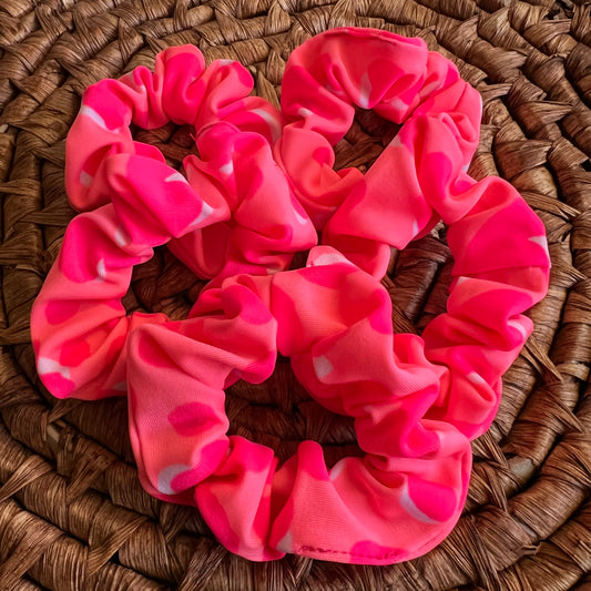 Mini Scrunchie print rosa flúor