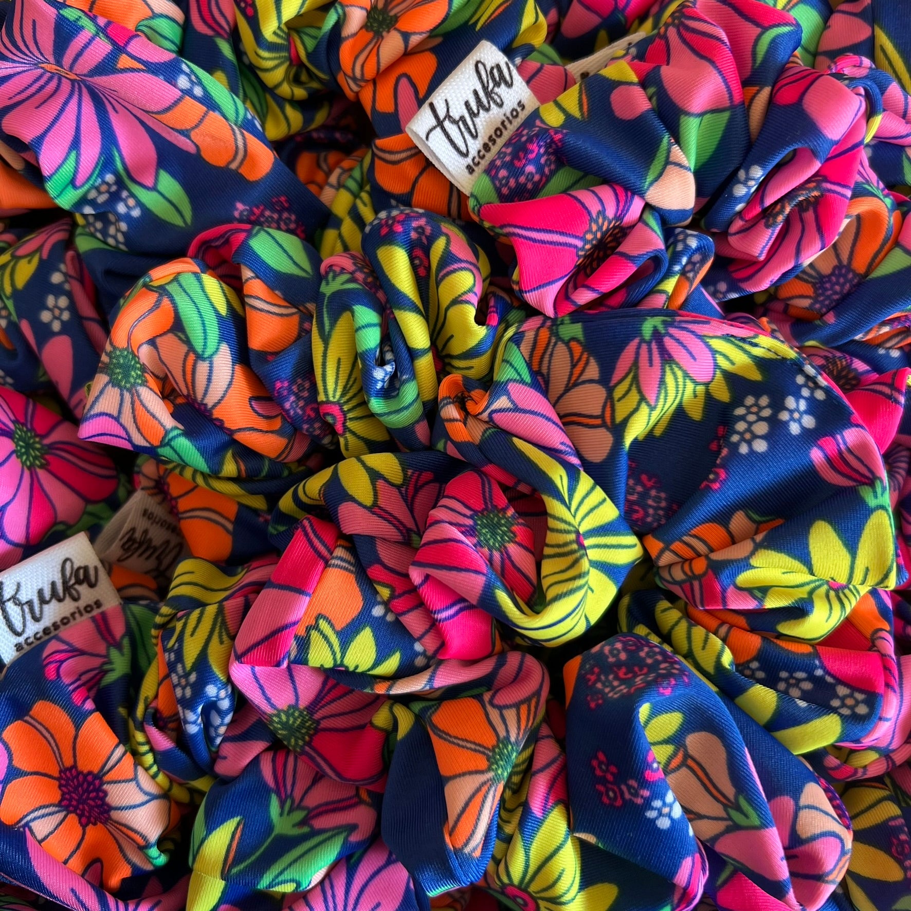 Scrunchie Azul Flores