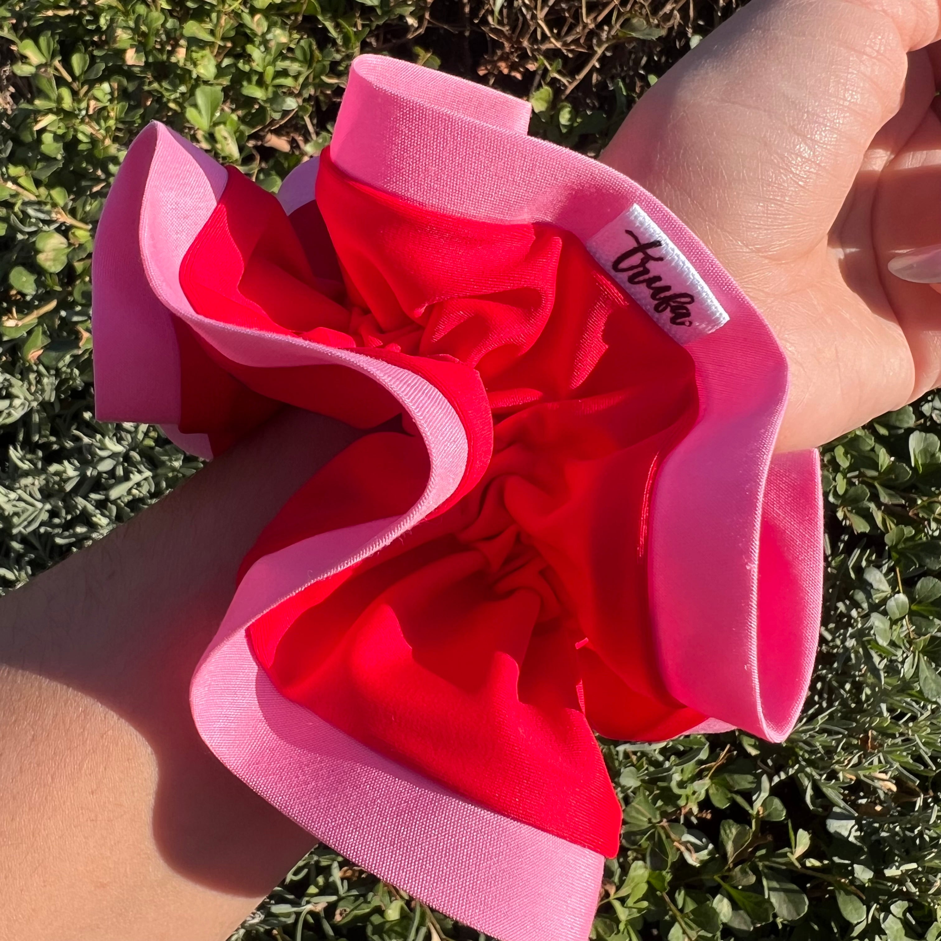 Scrunchie Sesgo rosa y rojo
