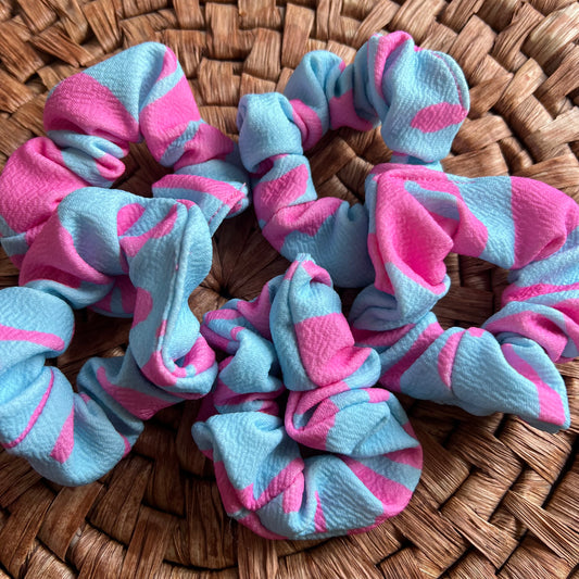 Scrunchies mini celeste y rosado