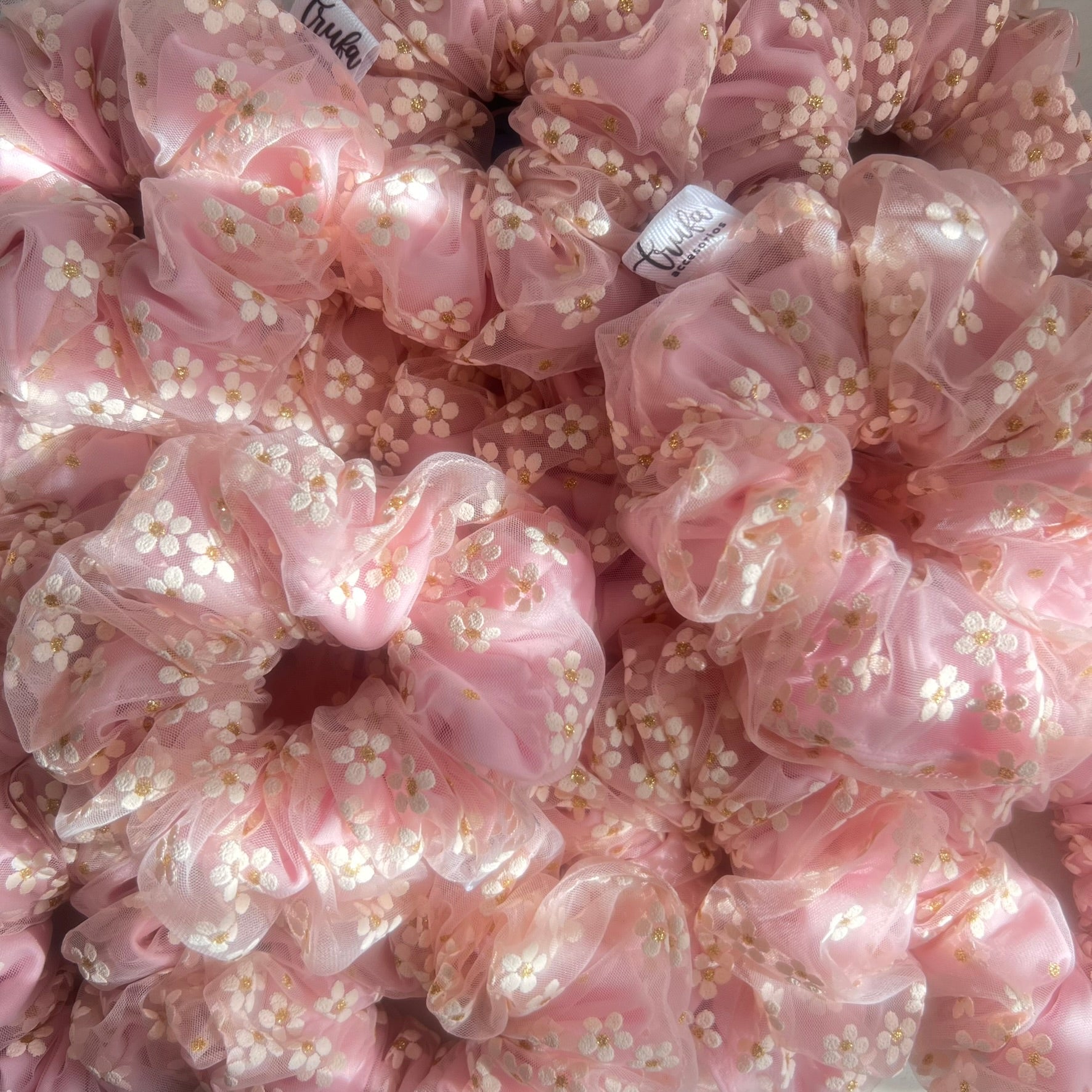 Scrunchie Doble Margaritas Rosa