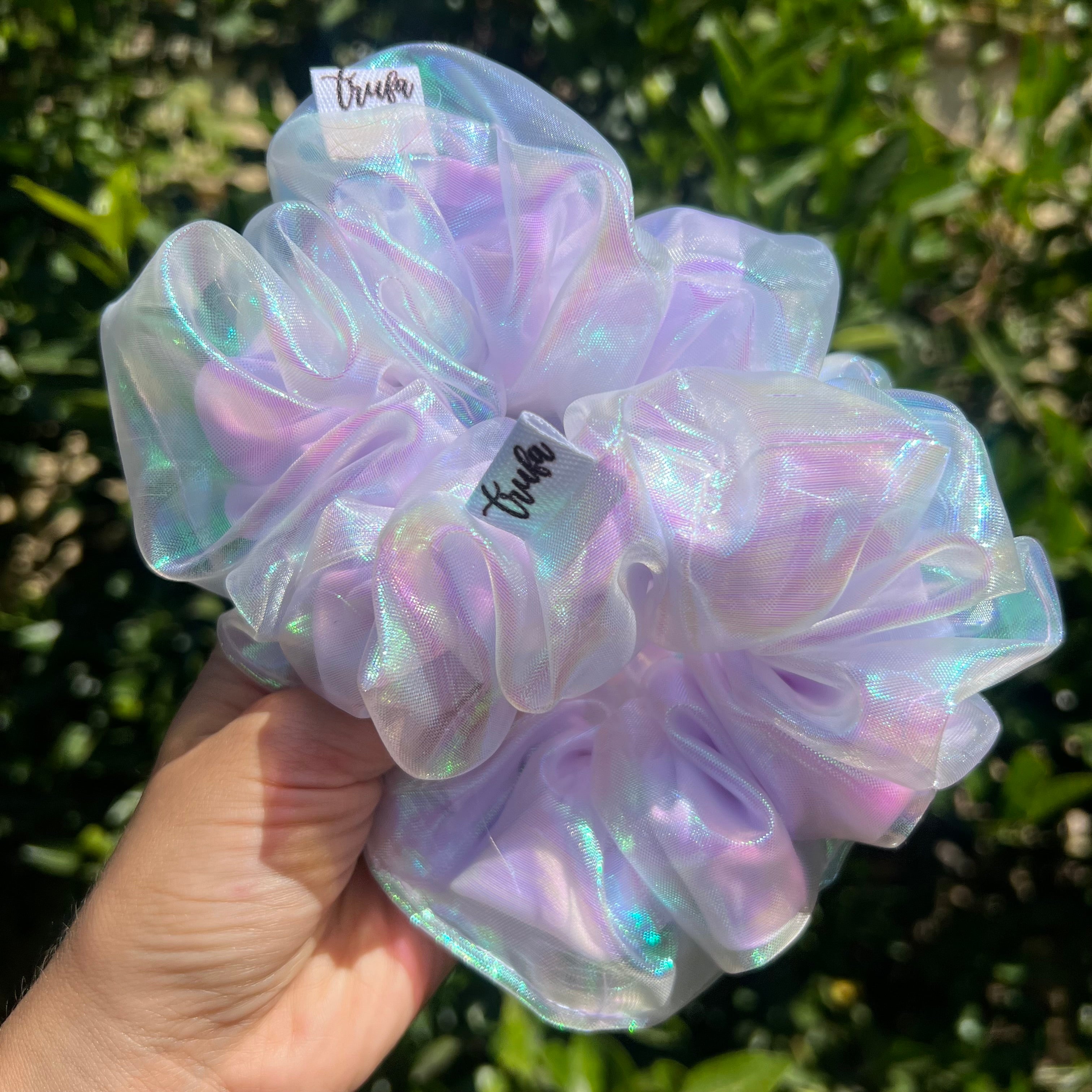 Scrunchie Doble Blanco Holografico